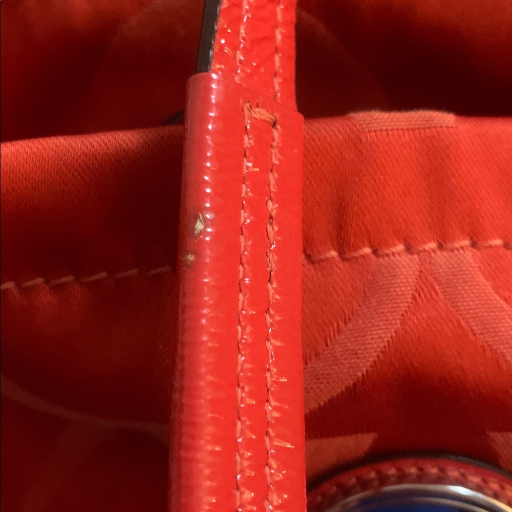2008 Coach Alex Signature Coral Patent Leather/Satin Tote - Picture 8 of 8